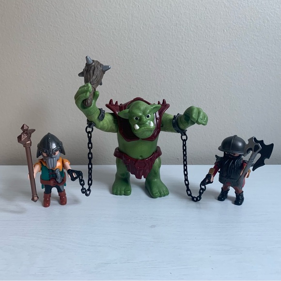 Playmobil Other - Playmobil Knights 6004 Giant Troll with Dwarf Fighters Set Almost Complete